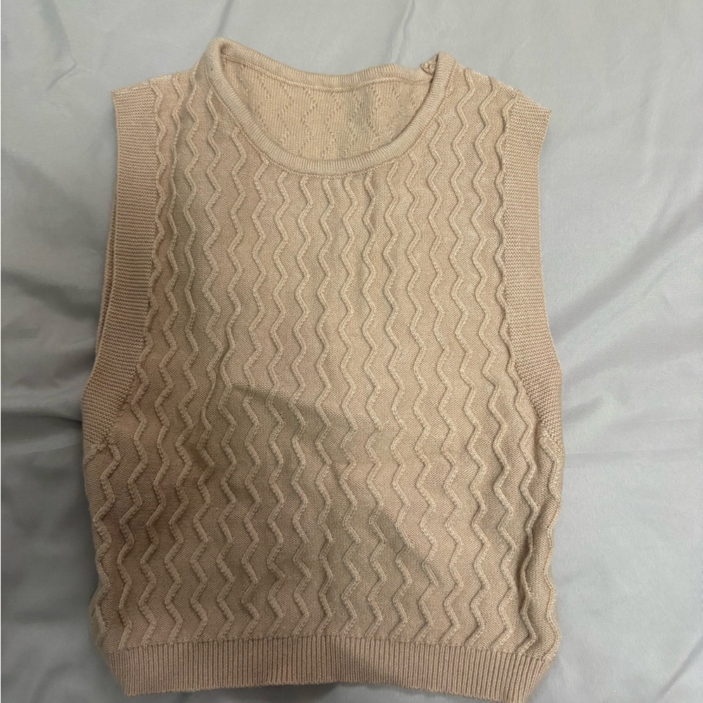 Tan Sleeveless Knit Top